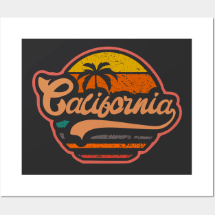 California Vintage badge retro colors 80s ditressed bumper Posters and Art